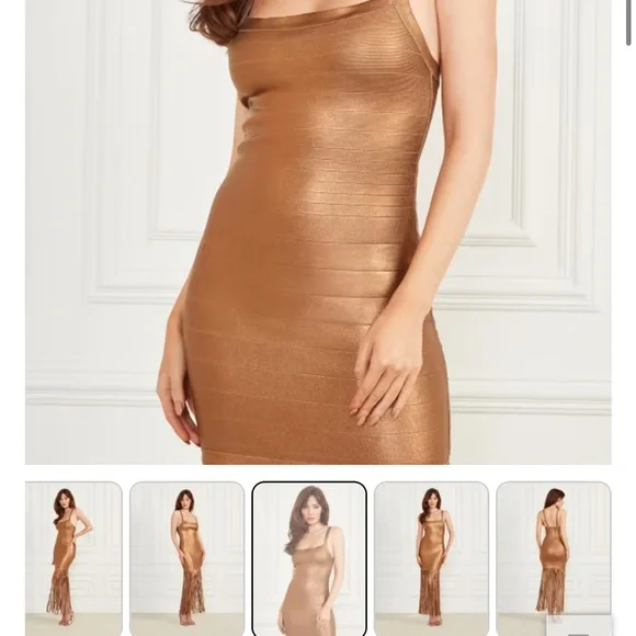GUESS by marciano Gold Muse Bandage Gown size Xs - Picture 3 of 10